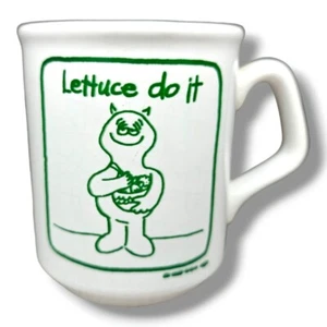 Vintage Novelty Coffee Mug Lettuce Do It Funny Humor Vegetarian Cartoon  - Picture 1 of 8
