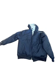 Wilson Jacket Mens M Reversible Blue White Stripes Gray Hooded Full Zip Vintage - Picture 1 of 7