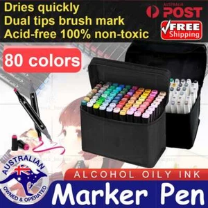80x Marker Pen Set Dual Tip Heads Graphic Artist Craft Sketch TOUCH Markers Pens - Picture 1 of 14