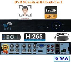 DVR 8 CANALI IBRIDO 6 IN 1 AHD CVI TVI CVBS IP APP VISIONE REMOTO P2P FINO 5 MP