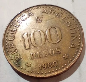 Moneda 100 Pesos 1980 República Argentina General José De San Martín Magnética - Imagen 1 de 2