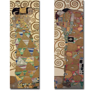 Expectation & Fulfillment by Klimt 2-pc Gallery Wrapped Canvas Giclee Art Set - Picture 1 of 1