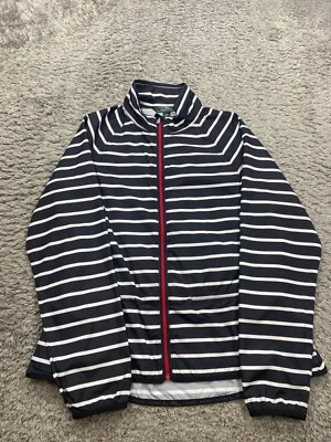 Ralph Lauren Jacket Women Medium Black Sailor Stripe Active Full Zip Windbreaker - Image 1 of 4