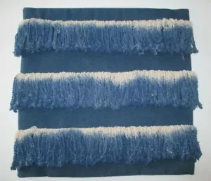 LOLOI OMBRE INDIGO Modern BOHO 22" COTTON FRINGE PILLOW COVER ~ Blue/Ivory ~ New - Picture 1 of 6