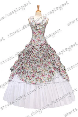 Dama Victoriano Vestido de Baile Estampado Floral Clásico Gótico Vestido de Noche en Capas Foto 1 de 4