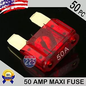 50 Pack 50A AMP Gold Large Blade Style Audio Maxi Fuse Car 12V 24V 32V Auto US - Picture 1 of 1