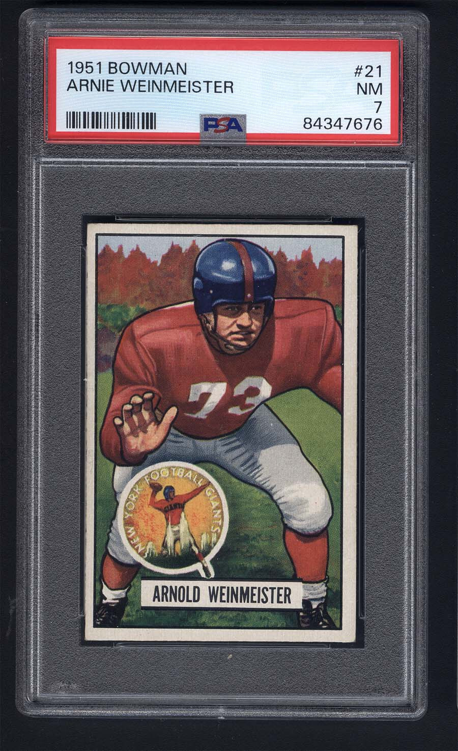 1951 Bowman #21 Arnie Weinmeister PSA 7