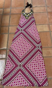 Tory Burch Silk Maxi Halter Dress Pink Geometric Print Size XS, Built In Bra - Picture 1 of 2