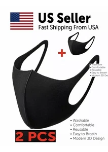 (Pack of 2) Face Mask Fashion Face Mask Washable Reusable Unisex Adult - Picture 1 of 5