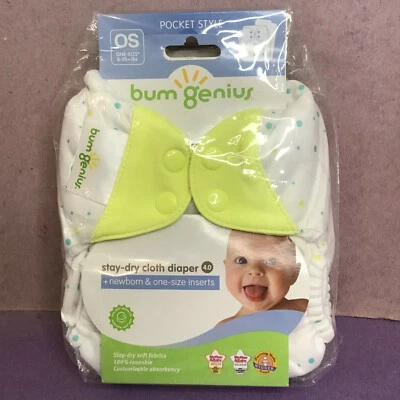 Sealed Bumgenius 4.0 Pocket Stay Dry Cloth Diaper 100% Reusable  8-35+Lbs Dots - Image 1 of 3