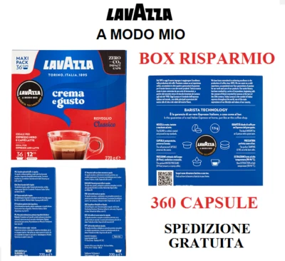 360 KAPSELN LAVAZZA A MODO MIO CREMA UND GUSTO LAVAZZA KAFFEE ESPRESSO KLASSISCH - Bild 1 von 4