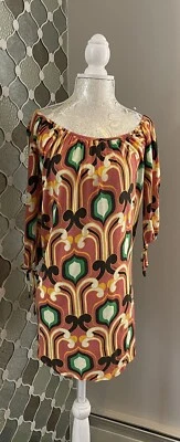 Vestido de punto estampado T-Bags Los Angeles talla XS multicolor boho chic RARO Foto 1 de 4