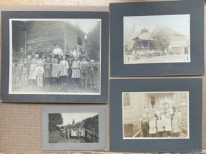4 photos ~1912 Rural School w Children, Bicycles; Daniels Creek; One Room School - Picture 1 of 9