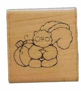 Eichhörnchen Tier Eichel süß entzückend PUNKTE Holz Gummistempel - Bild 1 von 2