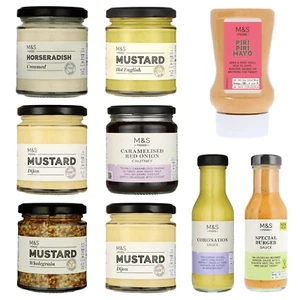 M&S Mayo Mustard Coronation Sauce Horseradish Red Onion Chutney - Picture 1 of 9