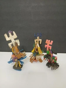 Handmade Vintage African Dogon Mali Ceremonial Dancers Figurines 4"-6"Set Of 3 - Picture 1 of 20