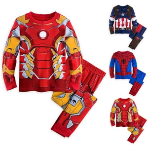 Super Hero Iron Man Pyjamas Kids Sleepwear Boys Nightwear Pj's Novelty Outfits - Picture 1 of 17