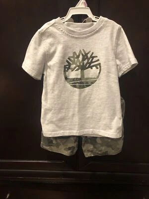 Camuflaje ☼ Timberland Baby-Boys 2 Piezas Camiseta Estampada Conjunto Corto Talla 3T Foto 1 de 4