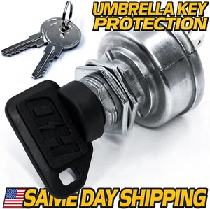 Ignition Key Switch For John Deere TCA22740 - TCA15075  w/ DUST SHIELD KEY - Picture 1 of 9