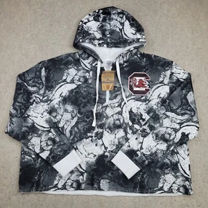 South Carolina Gamecocks 1/4 Zip Hoodie Womens Sz XL White Black Print NEW - Picture 1 of 10