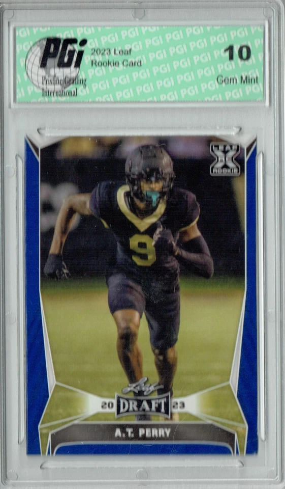 A.T. Perry 2023 Leaf Football #39 Blue SP Rookie Card PGI 10 - Image 1 of 1