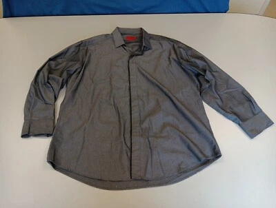 Camisa listrada cinza ajustada ALFANI masculina tamanho XL 17 32/33 - Imagem 1 de 4