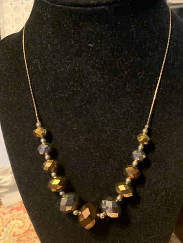 VETEMENTS Collana Chiusura Aragosta Catena Perline Sfaccettate Marrone