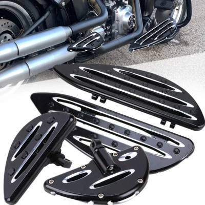 Black Front&Rear Passenger Floorboards Foot Pegs For Harley Touring Dyna Softail - Image 1 of 4