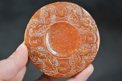 Unique Chinese  Old Jade Carved *Bats* Inkstone A2 • 25.73$