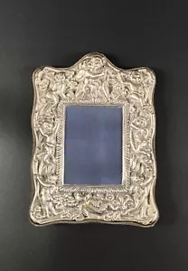 Art Nouveau Sterling Silver Cherub Vintage Picture Frame Hallmarked - Picture 1 of 14