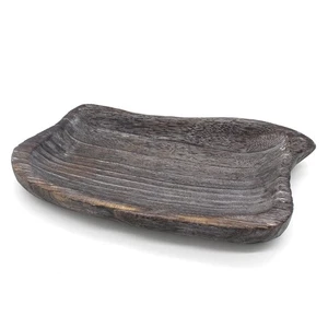 CVHOMEDECO. Bandeja decorativa de madera maciza primitiva vintage tallada a mano en madera... - Imagen 1 de 4