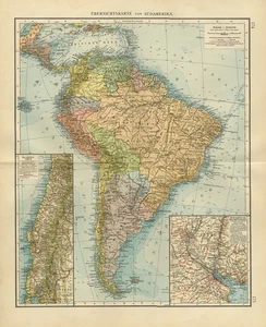 Antique Map-SOUTH AMERICA-BRAZIL-CHILE-ARGENTINA-RIO DE LA PLATA-Andree-1904 - Picture 1 of 6