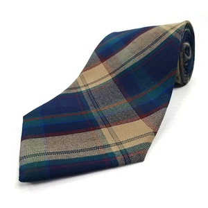 Pendleton Luxury Tie Blue Beige Green Plaid 100% Virgin Wool Necktie 57" x 3.75" - Picture 1 of 8