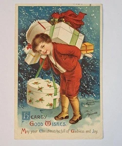 Postal antigua de arte internacional en relieve de Navidad de Ellen Clapsaddle 1045 - Imagen 1 de 3