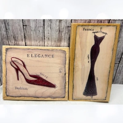 Stamps Happen VOGUE SILHOUETTE Elegance Rouge Fashion Dress Heels Rubber Stamps - Image 1 of 2