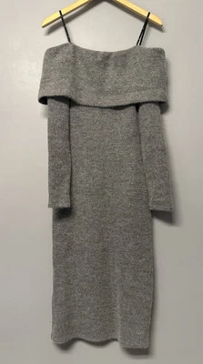 J.O.A. Vestido Lápiz Fuera del Hombro Mezcla Angora Talla Pequeña Gris Nuevo con Etiquetas Foto 1 de 4