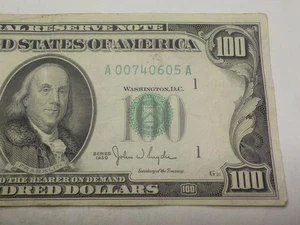 RARE BOSTON 1950 $100 DOLLAR BILL, LOW SERIAL NUMBER A00740605A - Picture 1 of 4