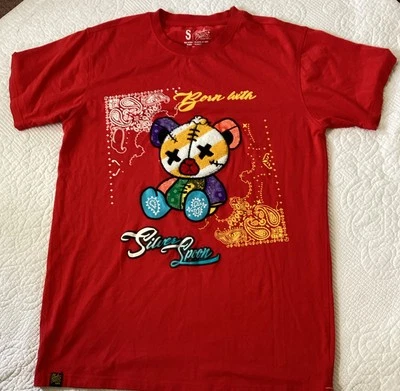 Camiseta Bleaker & Mercer Oso Rojo Talla S Nacida Con Cuchara Plateada Manga Corta Foto 1 de 4