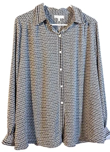 Max Studio 2X schwarz/weiße geometrische Damenbluse neu mit Etikett - Bild 1 von 5