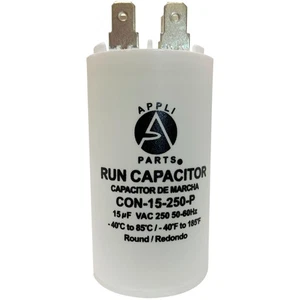 Appli Parts Run Capacitor for electric motors 15 Mfd uF (microfarads) 250VAC Pla - Picture 1 of 8