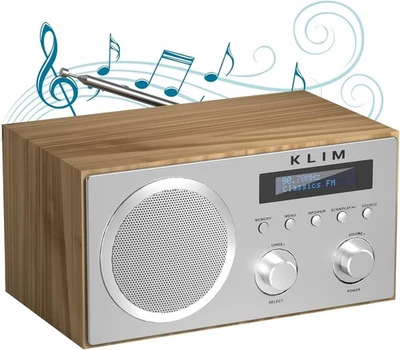 DAB+ Radio Bluetooth Holzgehäuse 10W HiFi Lautsprecher Radiowecker FM - Bild 1 von 4