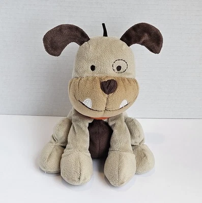 Carters Just One Year Tan Bulldog Plush Orange Collar Baby Lovey Dog Stuffed Toy - Image 1 of 4