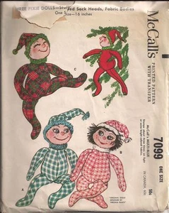 Original Vintage Pixie Dolls with Transfers Sewing Pattern M7099 - Picture 1 of 1
