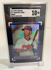 2015 Topps Chrome Heritage #717 Francisco Lindor RC Purple Refractor SGC 10