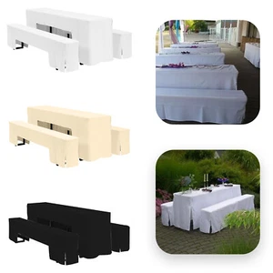 Table Cover Bench Covers Set Picnic BBQ Outdoor Party Beer Tablecloth Polyester - Picture 1 of 25
