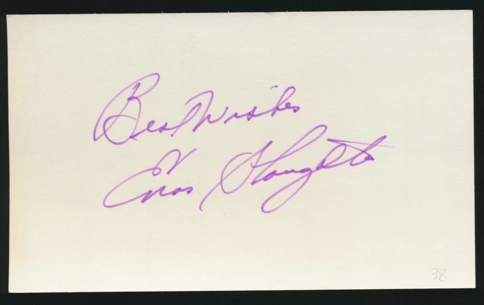 ENOS SLAUGHTER (1938-1959 Cardinals, Yankees, A's) Autographed 3x5 Card (d.2002) - Image 1 of 1
