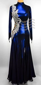 B8183 Vestido de Baile para Mujer Salón Estándar Vals Tango Foxtrot US 6 Azul - Imagen 1 de 3