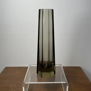 Rauchgrau Moser? Vase Sechseck facettiertes Glas seltene Knospenvase Josef Hoffmann ? 8 zoll - Bild 1 von 10