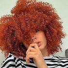 Orange Curly Full Wig With Bangs Kinky Curly Orange Short Afro Wigs  for Women 