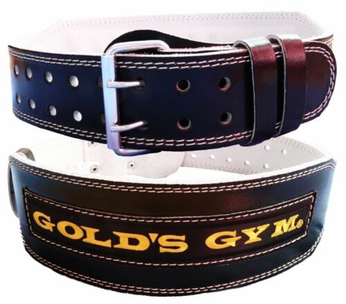 GOLD GYM BELT WEIGHT LIFTING 4"LEATHER LUMBER BACK SUPPORT TRAINING EXERCISE